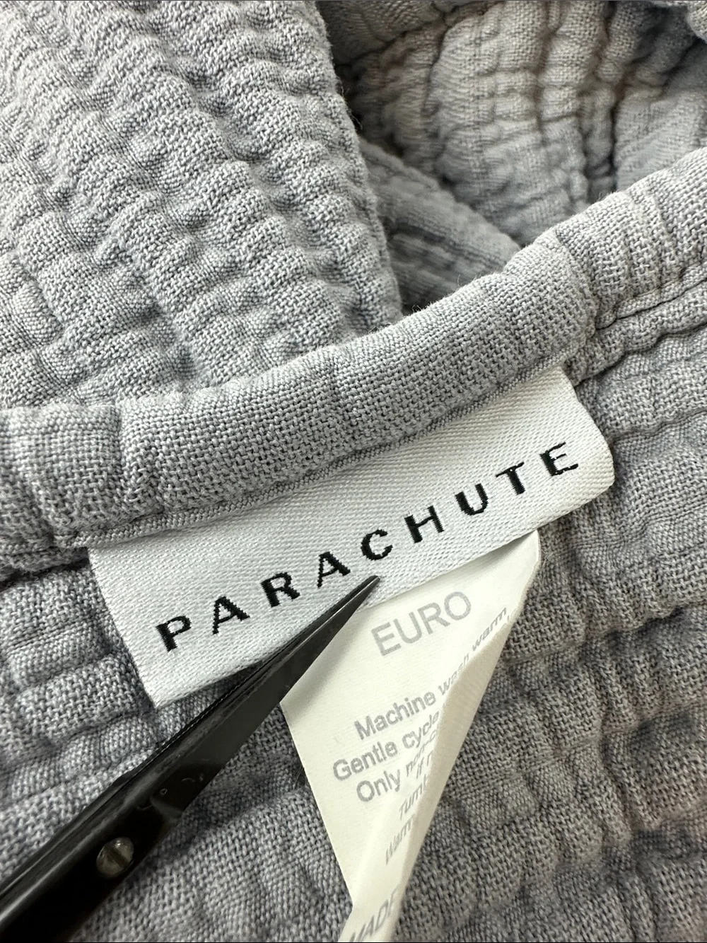 Parachute Matelasse Set of 2 Euro Shams Grey 100% Cotton 26x26 Made in Portugal